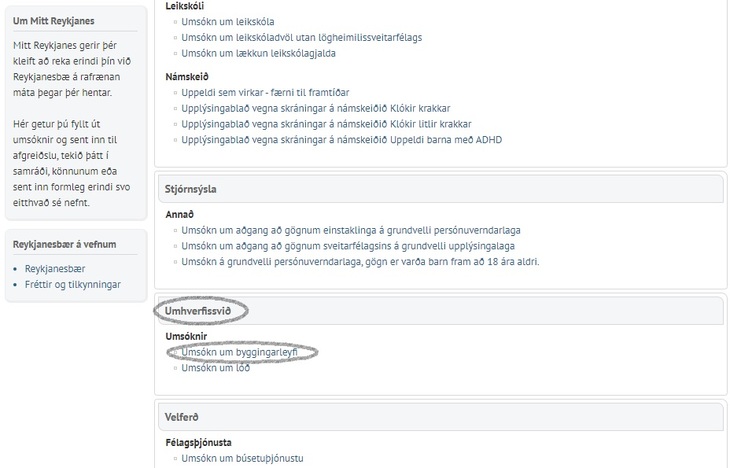Þetta er ásýnd rafrænna umsókna á Mitt Reykjanes