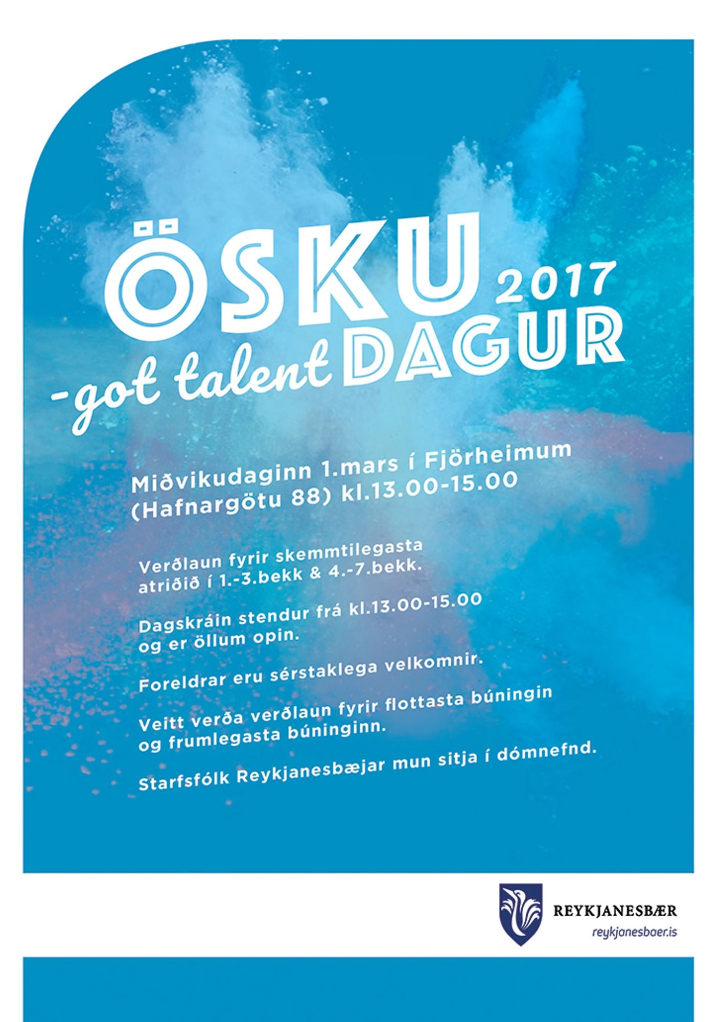 Veggspjald Öskudagur got talent 2017 Auglýsing á keppninni Öskudagur got talent árið 2017