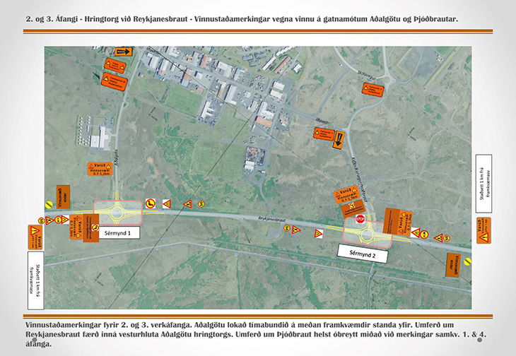 Vinnustaðamerking vegna framkvæmda við hringtorg