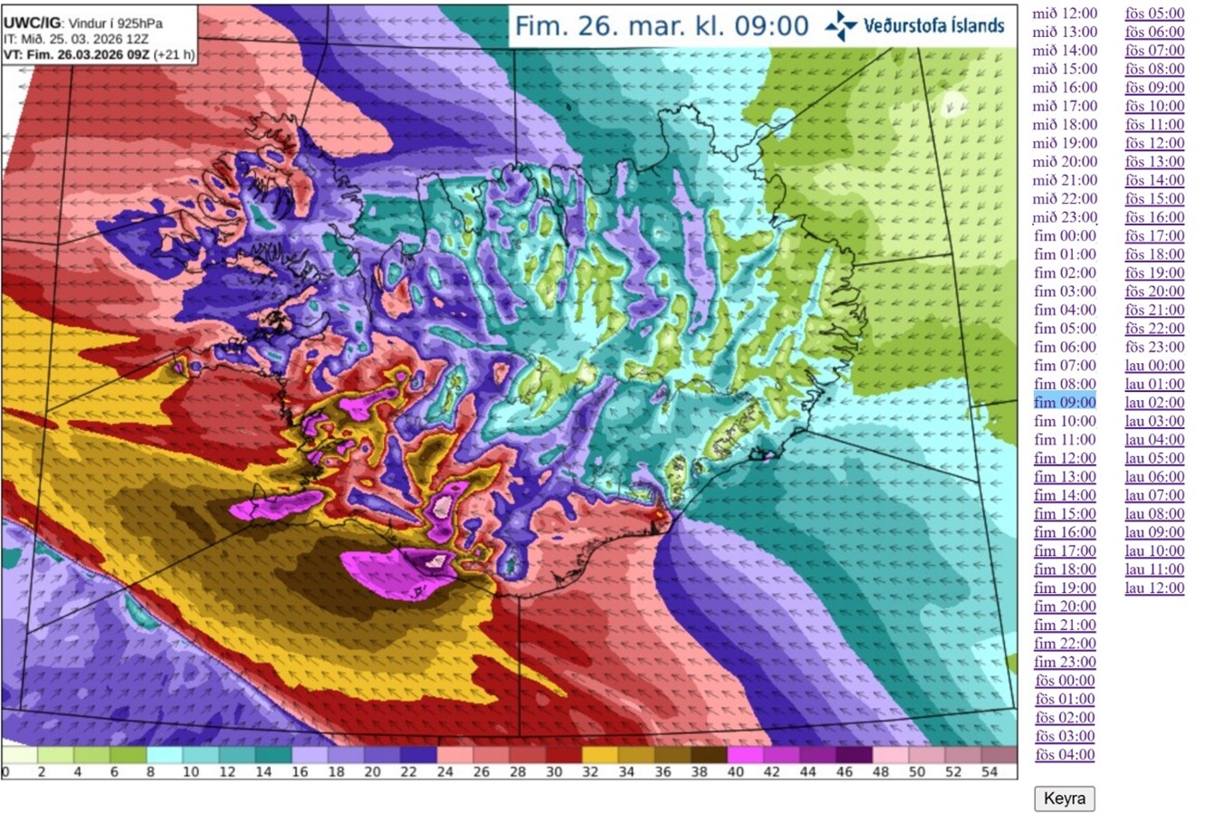 Vindaspá 26. mars 2026 kl. 09:00