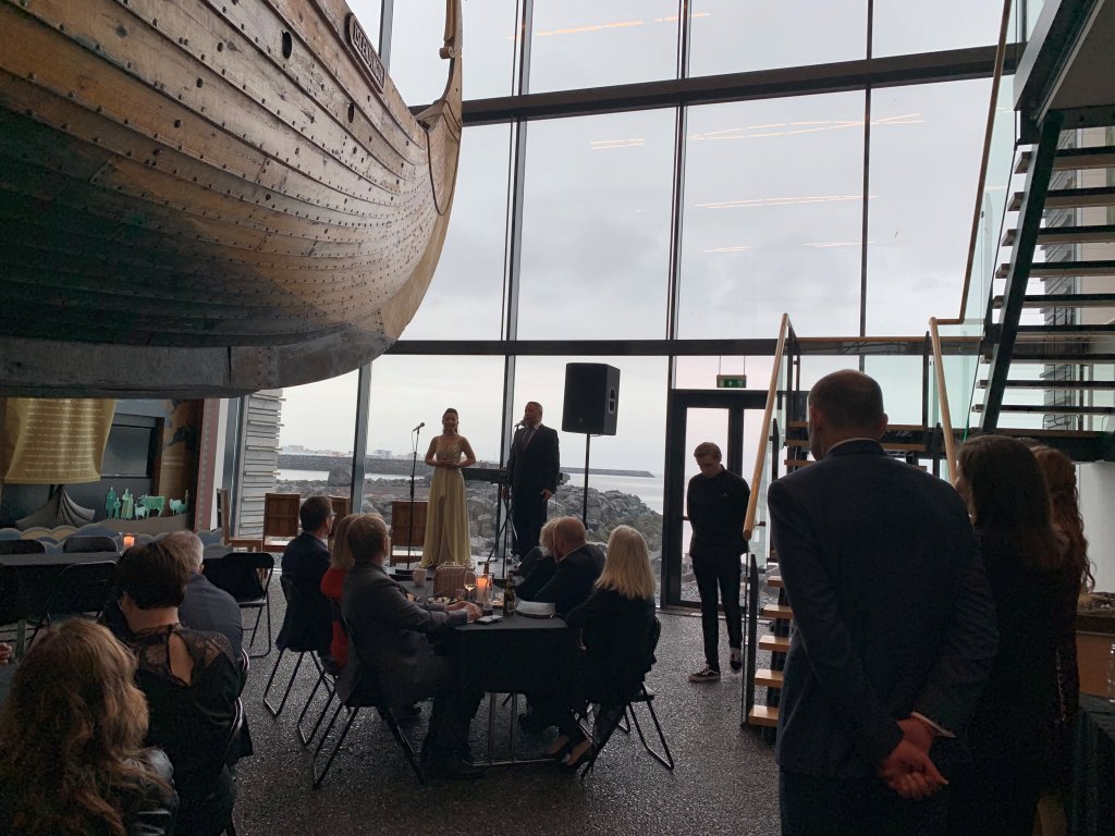 Frá móttöku í Víkingaheimum