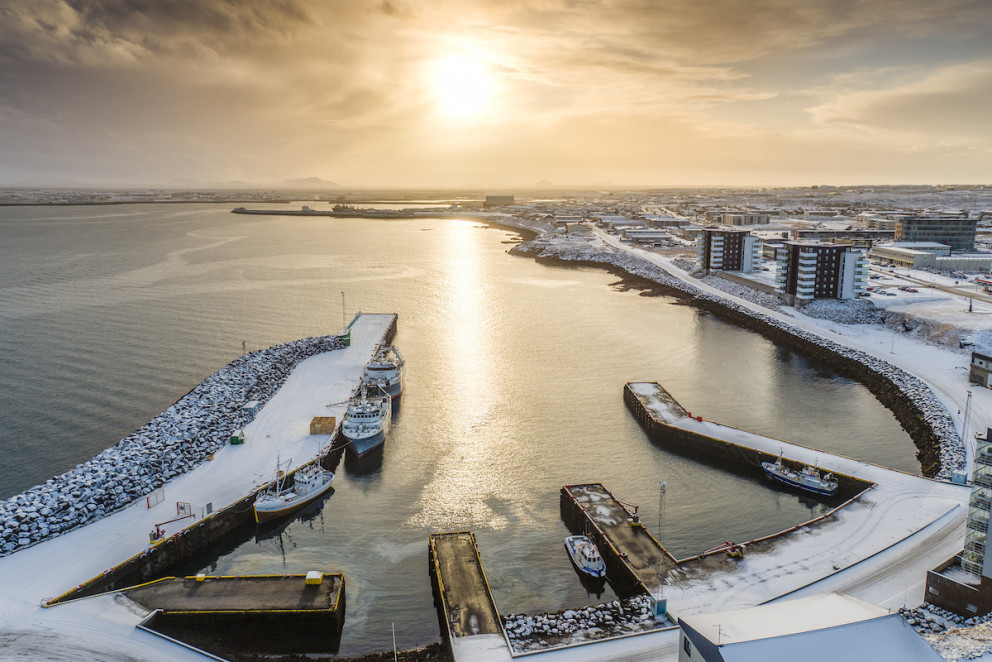 Keflavíkurhöfn á fallegum vetrardegi.