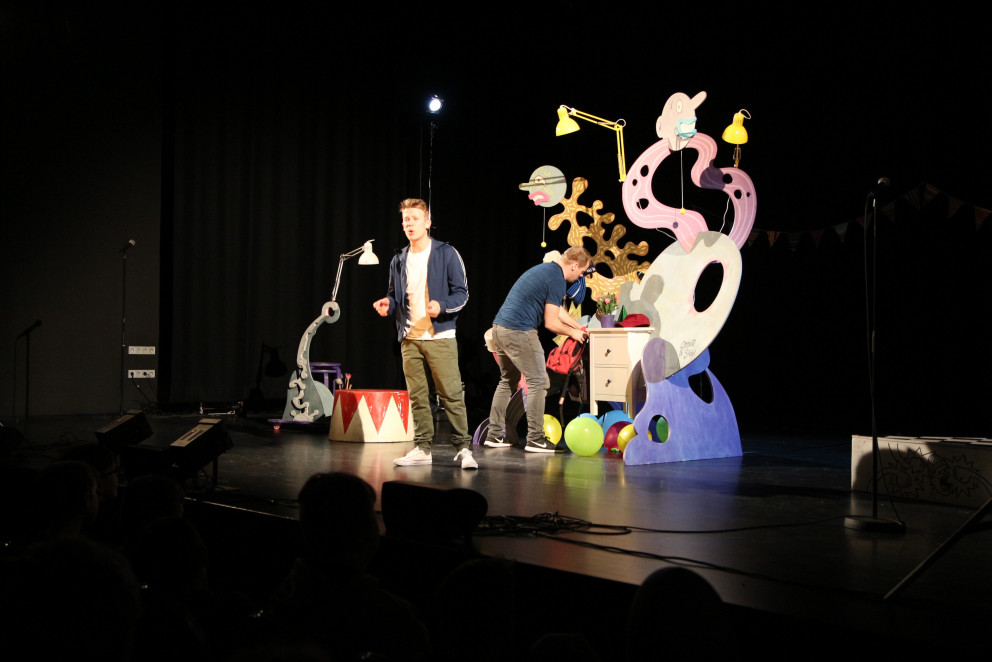 Oddur og Siggi á sviðinu í Stapa í gær.