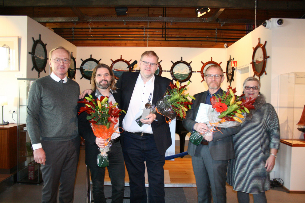 Aðstandendur Með blik í auga, Arnór B. Vilbergsson, Kristján Jóhannsson og Guðbrandur Einarsson, ás…