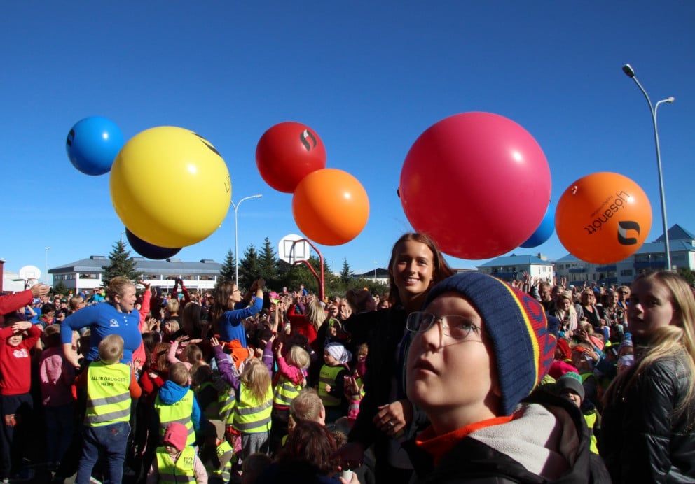 Frá setningu Ljósanæturhátíðar 2016 við Myllubakkaskóla.