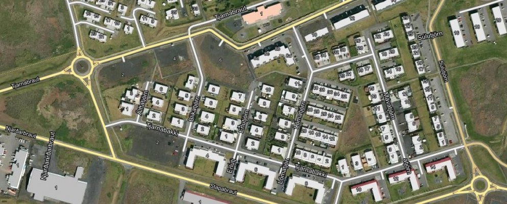 Hér má sjá það svæði þar sem rafmagnsleysið mun hafa mest áhrif í Tjarnarhverfi.