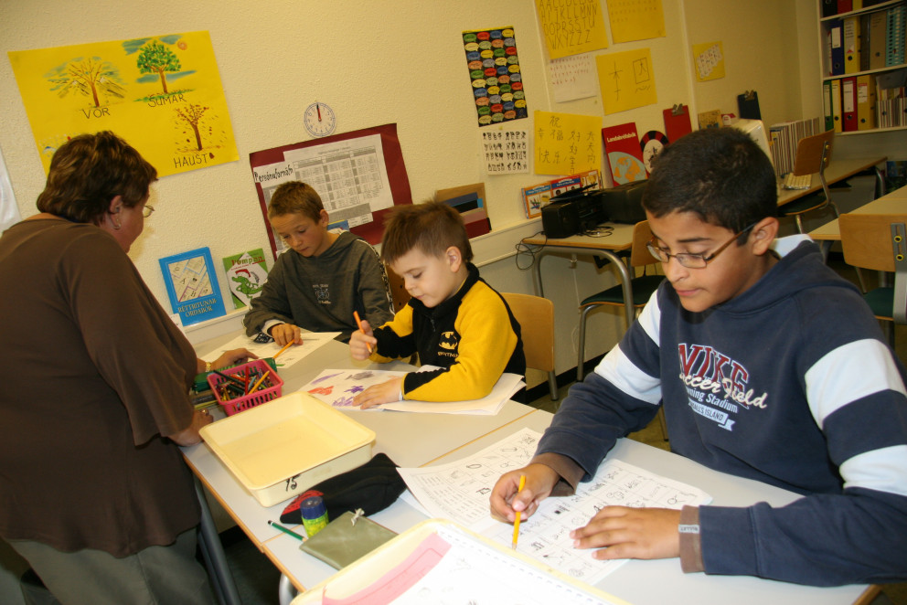 Frá kennslustund í Myllubakkaskóla.