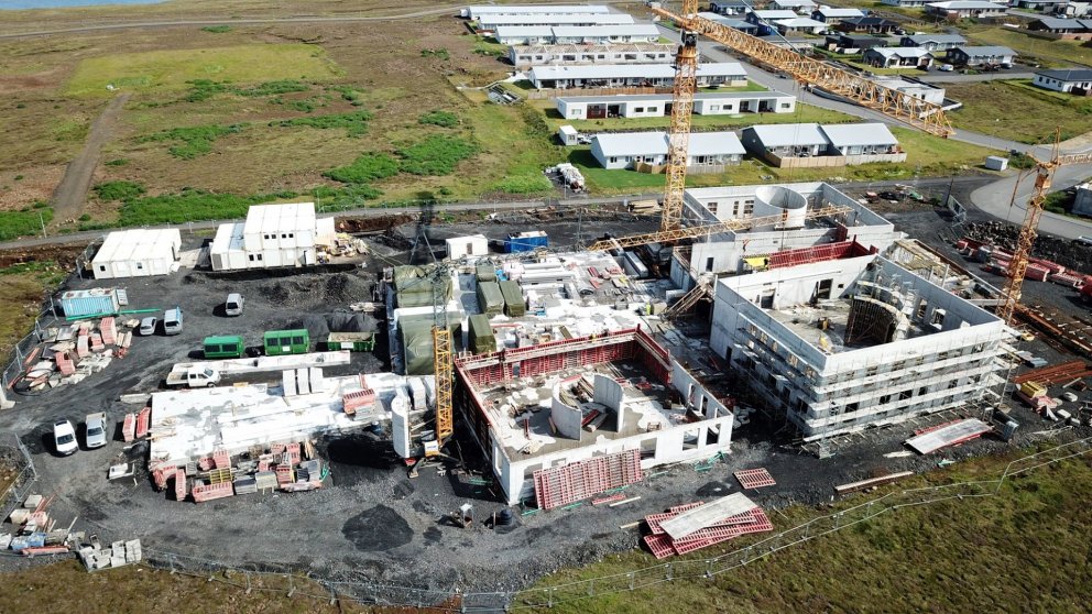 Loftmynd af framkvæmdasvæði sem tekin var fyrr í júlí.