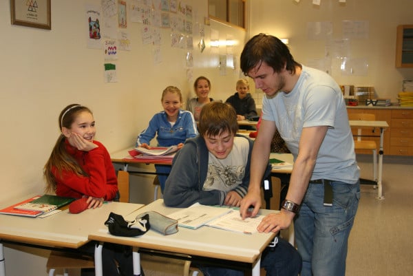 Úr kennslustund í Heiðarskóla fyrir margt löngu.