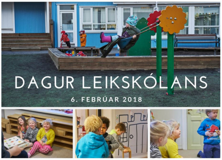 Myndir af veggspjaldi Dags leikskólans í ár.