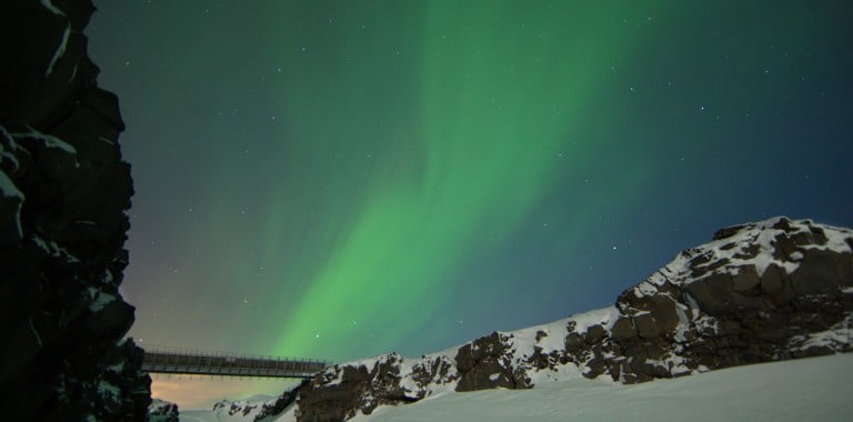 Falleg vetrarmynd frá Brú milli heimsálfa.