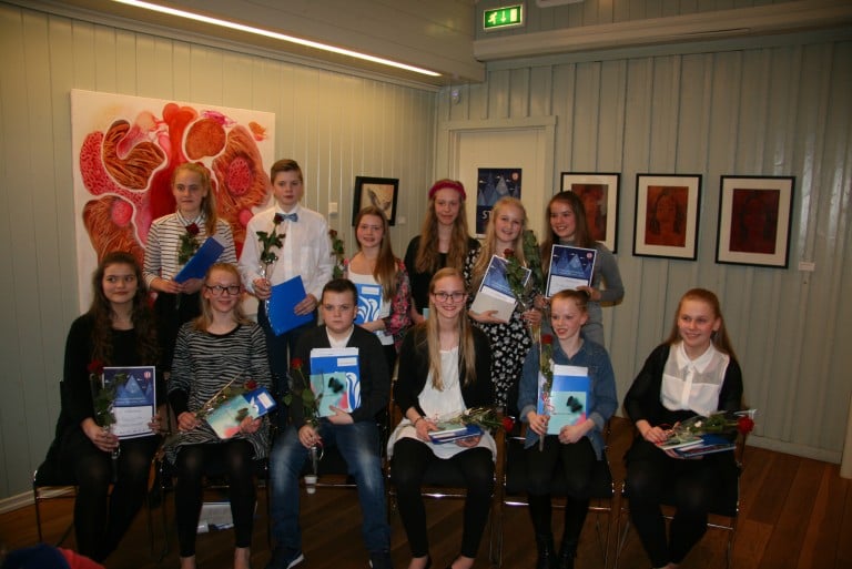 Hópurinn sem las á lokahátíðinni.