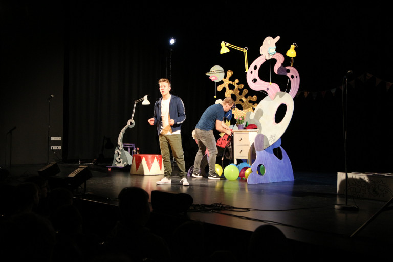 Oddur og Siggi á sviðinu í Stapa í gær.