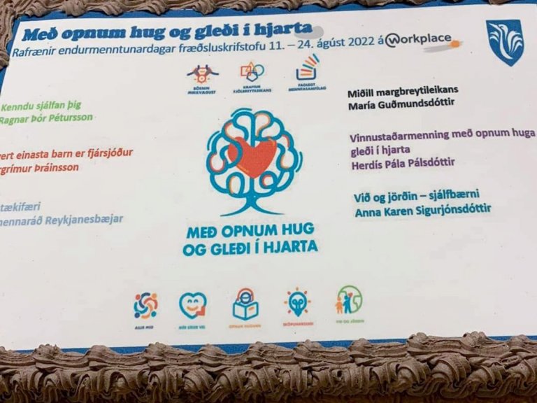 Allir grunnskólarnir fengu þessa gómsætu köku í tilefni endurmenntunardaganna.