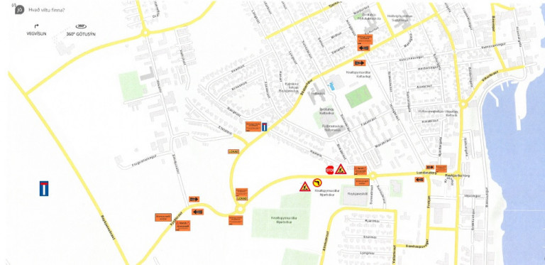 Hér má sjá hvar lokunin er og nærliggjandi hjáleiðir.