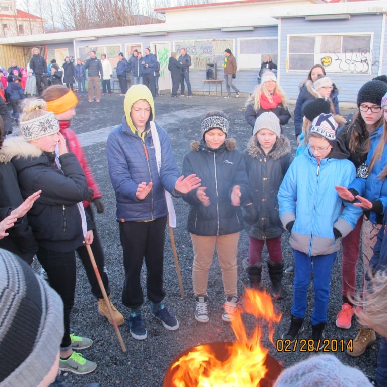Frá útikennslusvæði Myllubakkaskóla.