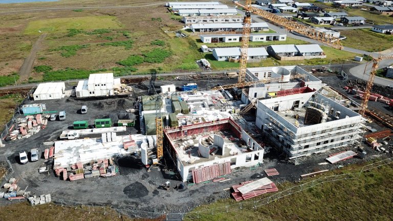 Loftmynd af framkvæmdasvæði sem tekin var fyrr í júlí.