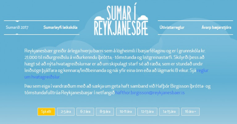 Skjáskot af forsíðu vefjarins.