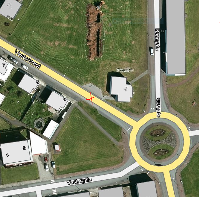 Rauða x-ið sýnir hvar lokunin verður.